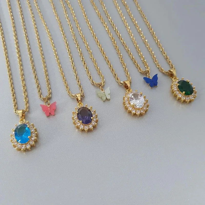 YC-UPGO Vintage Colorful Necklace For Women Retro Red Crystal Round Shape Pearl Choker Necklaces Gifts Jewelry | Украшения и