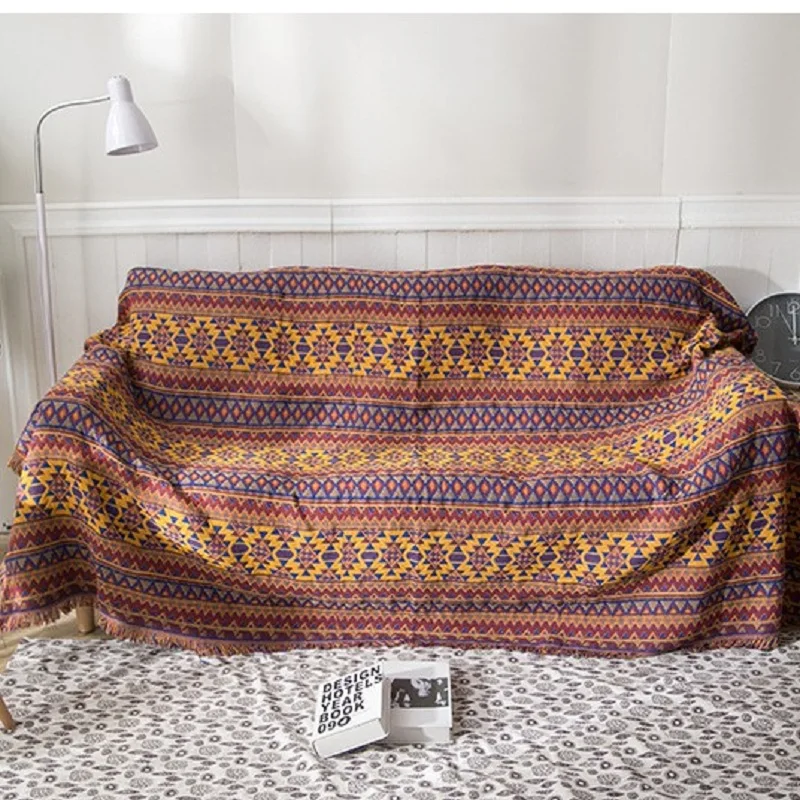 

Nordic fashion line blanket, ethnic style geometric double-sided blanket, non-slip knitted sofa towel, sofa blanket, blanket