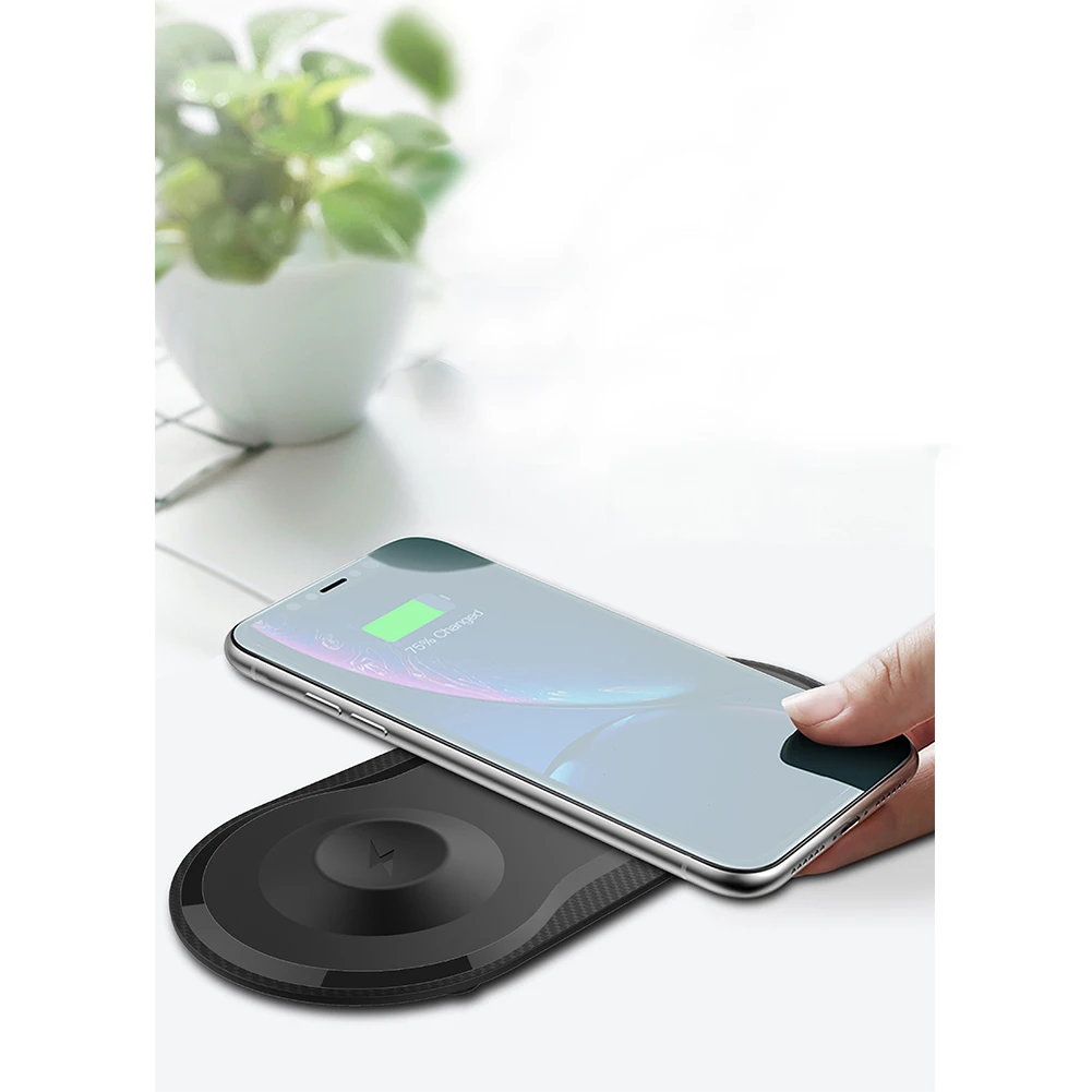 Станция Беспроводное зарядное устройство для рабочего стола Двойная зарядка ABS