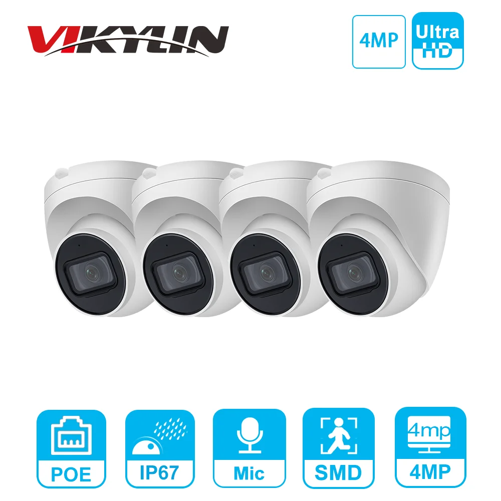 

VIKYLIN IPC-HDW2431T-AS 4MP HD POE Built in MiC SD Card Slot H.265 IP67 30M IR Starlight IVS Upgradeable Dome IP Camera