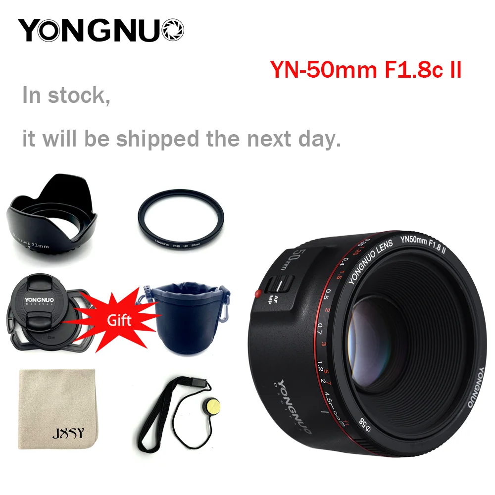Объектив YONGNUO YN50mm YN50 F1.8 II EF 50 мм AF MF для Canon Rebel T6 EOS 700D 750D 800D 5D Mark IV 10D 1300D|Объективы