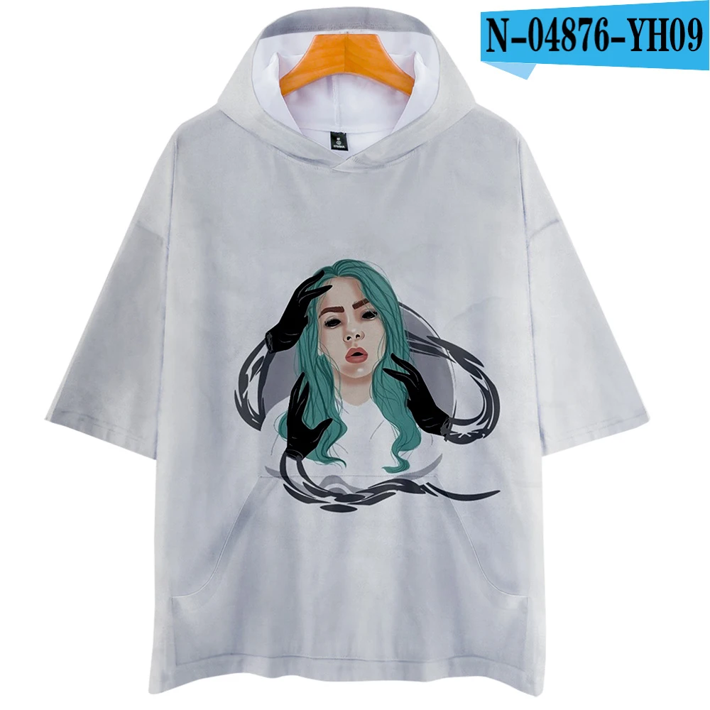 Фуксия Billie Eilish 3D толстовки Новинка короткий рукав мода лето/весна футболка классная и дышащая футболка с коротким рукавом - Цвет: Фуксия