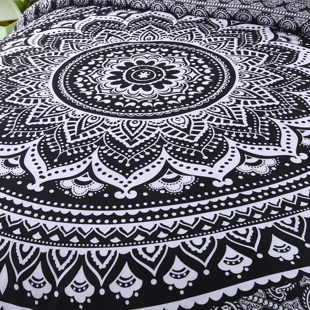 Набор постельного белья в богемном стиле с 3D принтом черный градиент цветочный