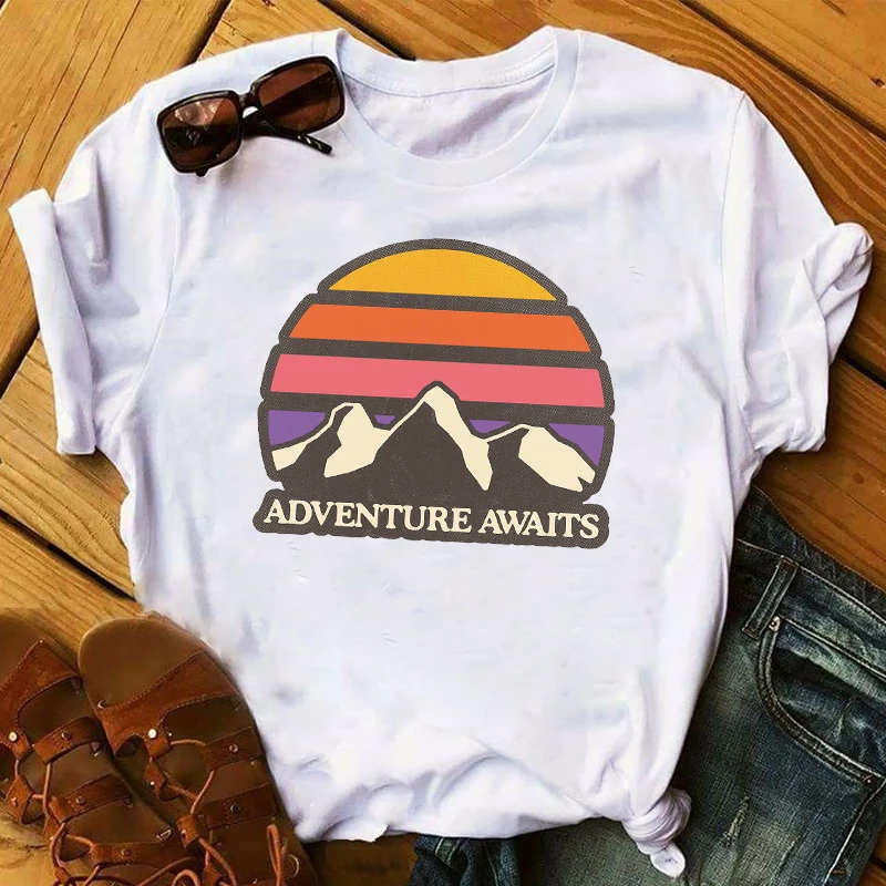 

Women 2021 Spring Summer Mountain Travel Fox Clothing Print Lady Womens Top Ladies Graphic Female T Shirt T-shirts Tee T-Shirt