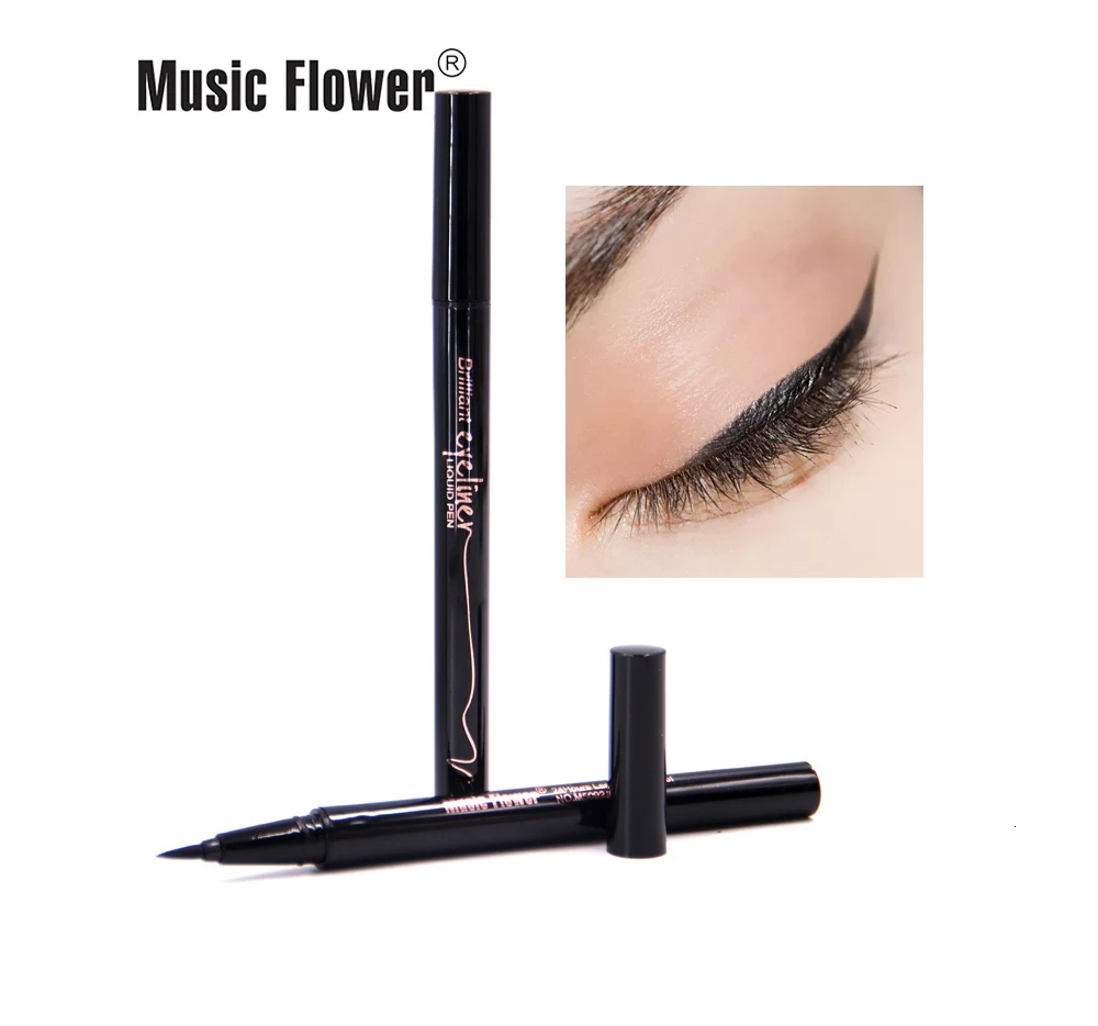 Music Flower, супертонкая водостойкая жидкая подводка для глаз, карандаш, 24 часа, стойкая, водостойкая, суперчерная подводка для глаз, быстросохнущая, брендовый макияж