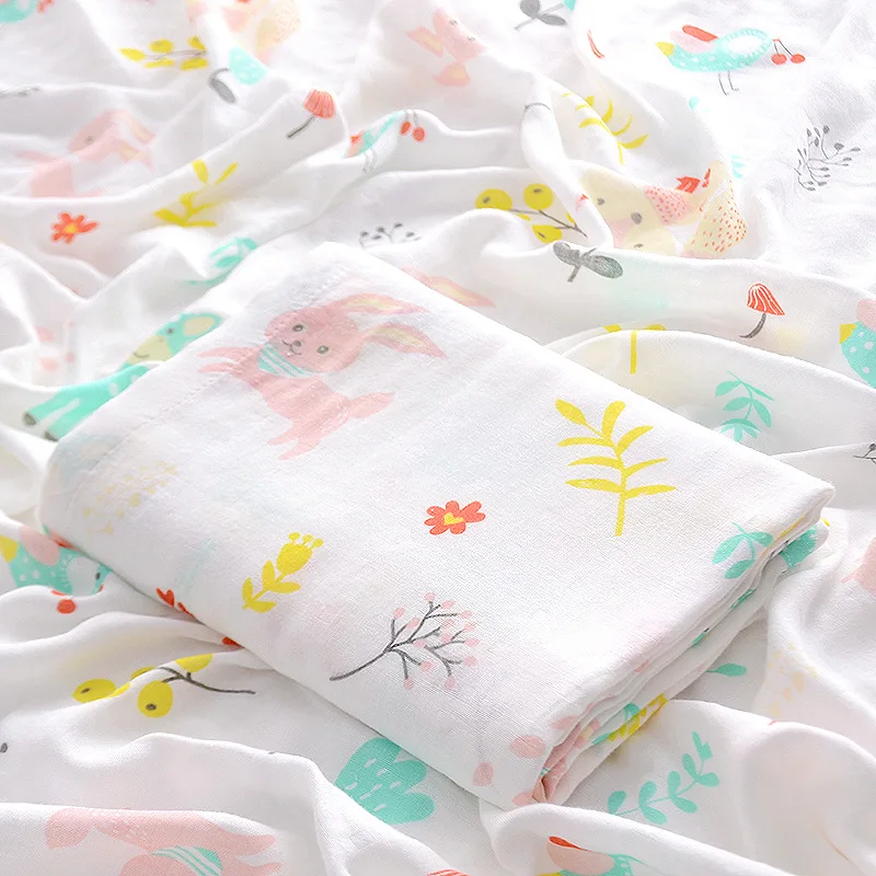 

Newborn Swaddle Wrap Receiving Blanket Summer Infant Toddler Soft Gauze Bamboo Muslin Baby Blanket 120x120cm
