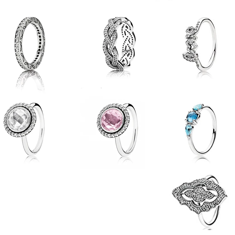 

2021 High Quality Exquisite Heart-to-heart White Pink Zircon Eternity Ring, Original Diy Bead Jewelry For Ladies Fashion Gifts