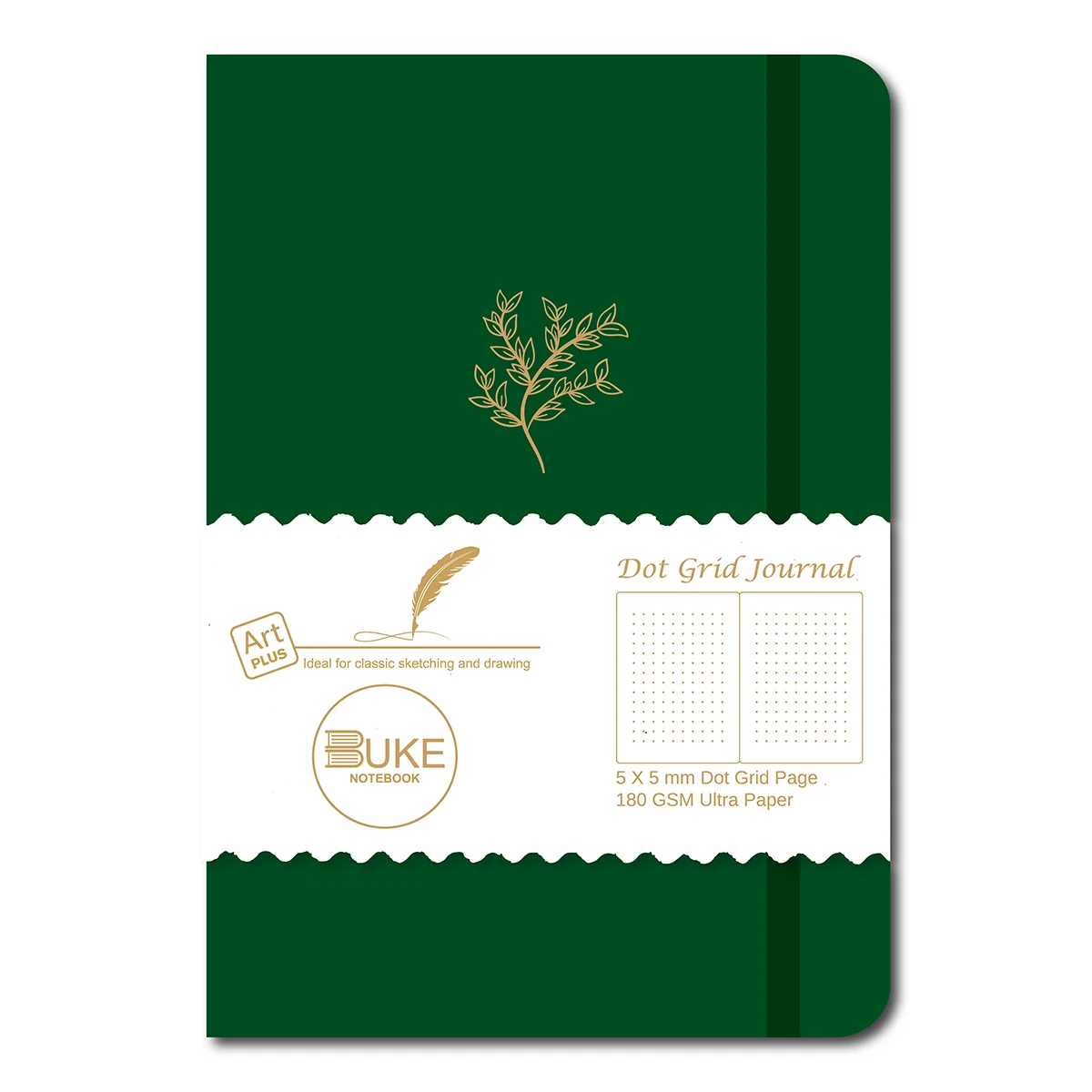 

BUKE 180GSM Bamboo Paper Dotted Notebook Dot Grid Journal For INS - green cover/waterproof fabric cover/PLANTS