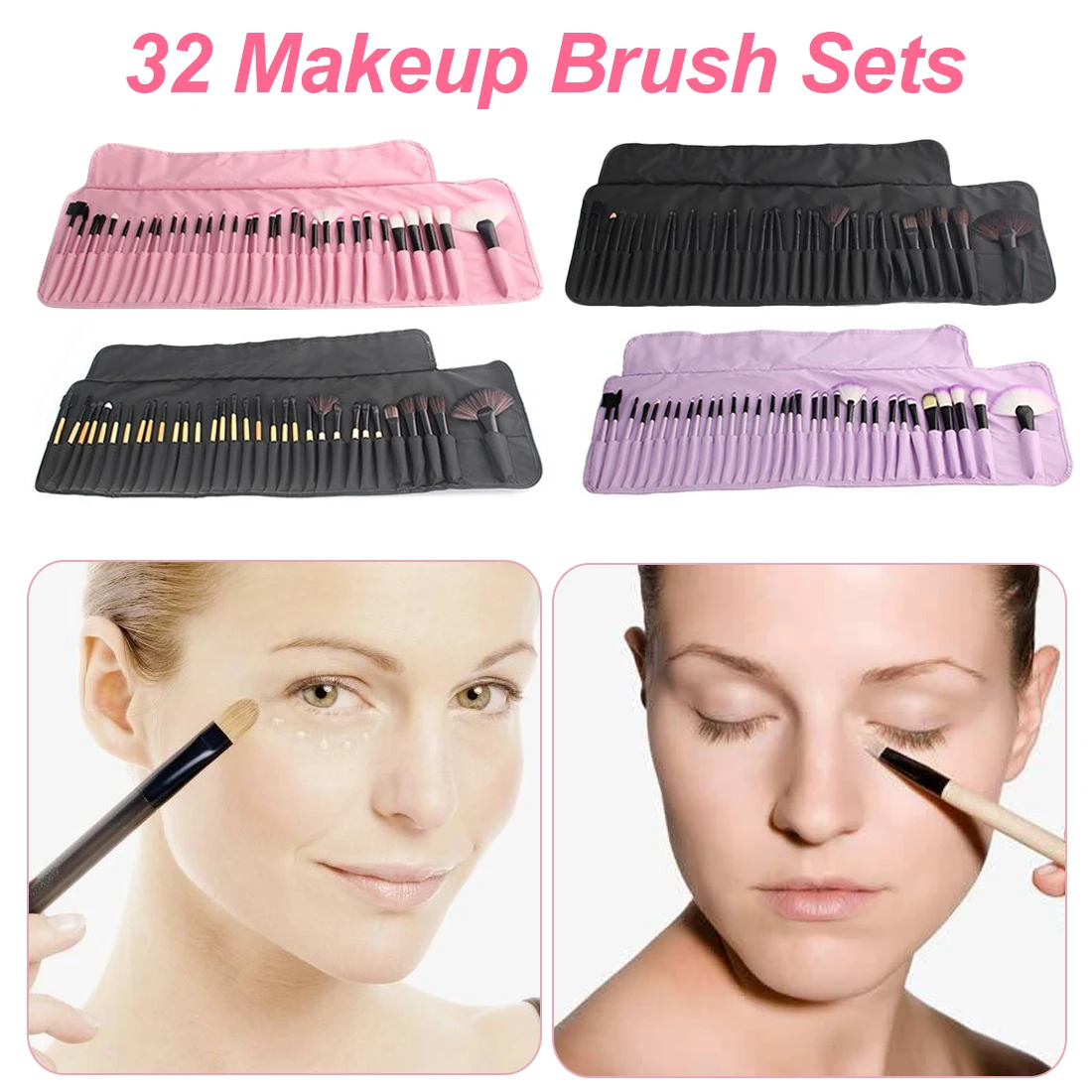 32 шт./компл. кисти для макияжа набор профессиональных деревянных кистей с сумкой