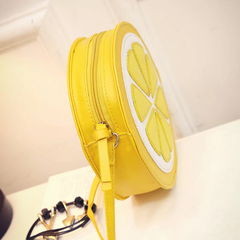 

2021 Circular Orange Lemon Women Bag Zipper Messenger Bags Crossbody Waterproof Handbags Brand Designer Purse Lady Shoulder Bags