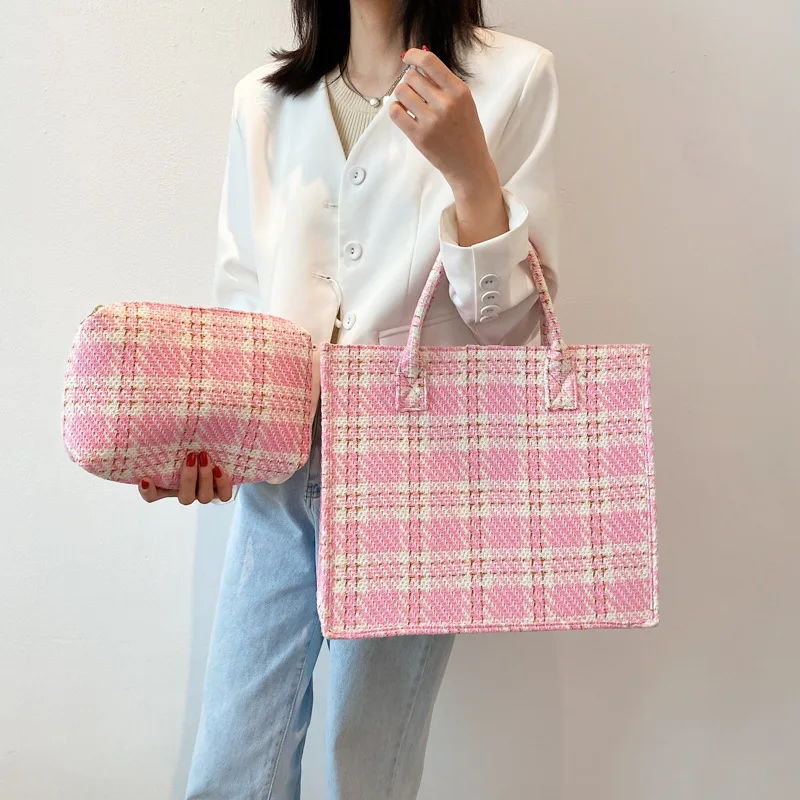 

Сумка-тоут женская из шерстяной ткани с текстурированной отделкой, 2 шт./компл., 2021