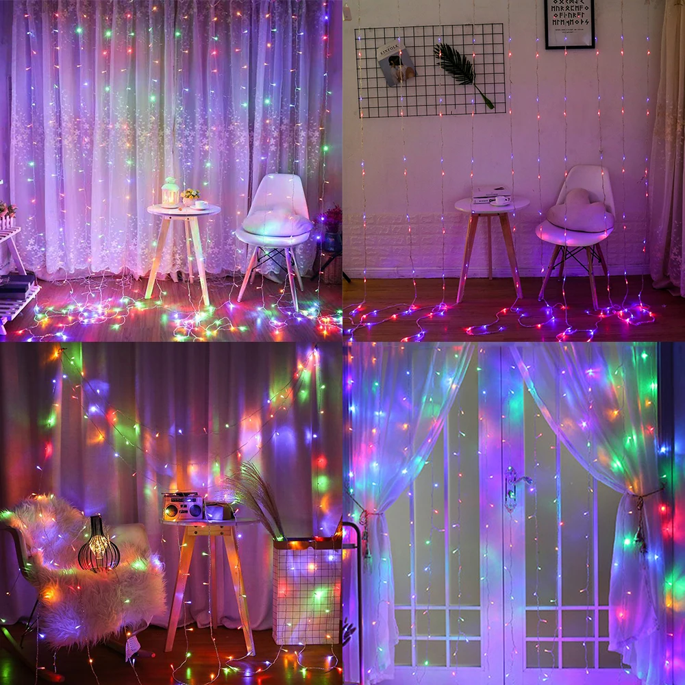

3M LED Fairy Light Christmas Decoration Curtain Garland on the Window USB Remote Control Hanging Holiday Strip Lights Home Decor