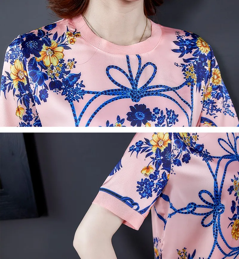 

2021 summer fashion Print temperament Casual women 2 Piece Sets Women short Sleeve Blouse tops+ Pants Sets