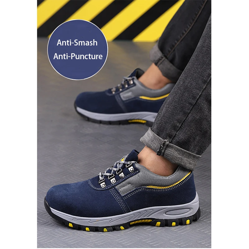 Labor Insurance Shoes Men's Four Seasons Steel Toe Caps Anti-Smashing Anti-Piercing Non-Slip Wear-Resistant Safety Work Shoes