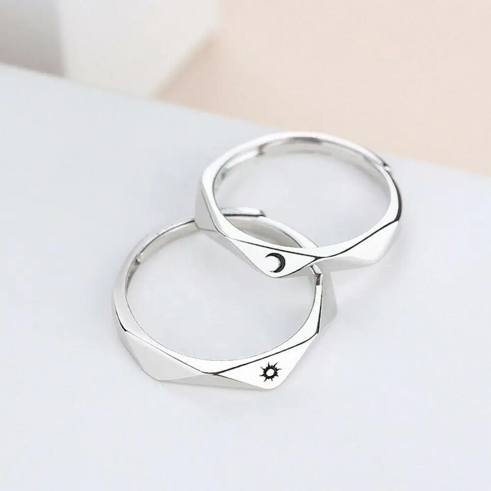 

Couples Adjustable Diamond Sun Moon Ring Fashion Trendy Couple Simple Jewelry Gift Birthday Lovers' Rings Ring Rings Temper N6D9