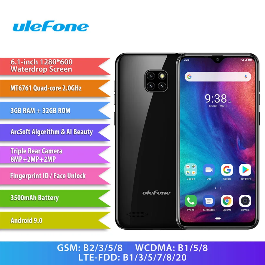 Ulefone Note 7P смартфон с 5 дюймовым дисплеем четырёхъядерным процессором MT6761VWB ОЗУ 3 ГБ