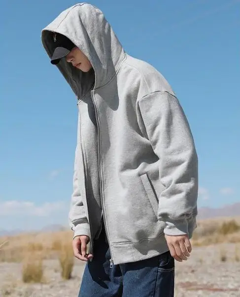 

Men's new hooded zipper loose casual jacket warm coat