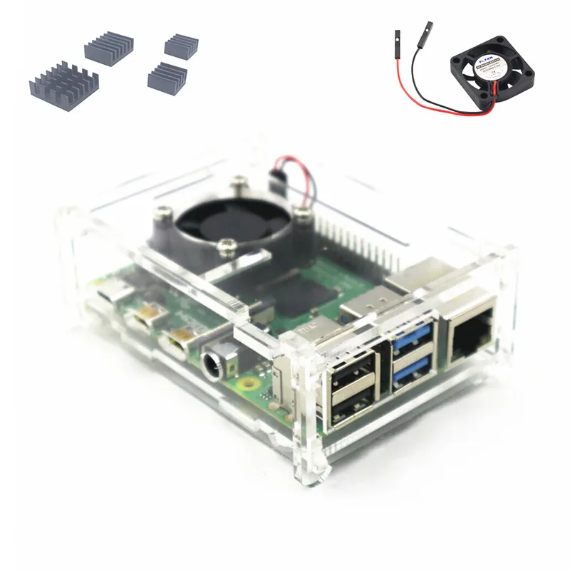 Новинка 5V 3A Мощность адаптер Micro HDMI кабель прозрачный акриловый чехол Корпус коробка с охлаждающим вентилятором теплоотвод для Raspberry Pi 4 модели B