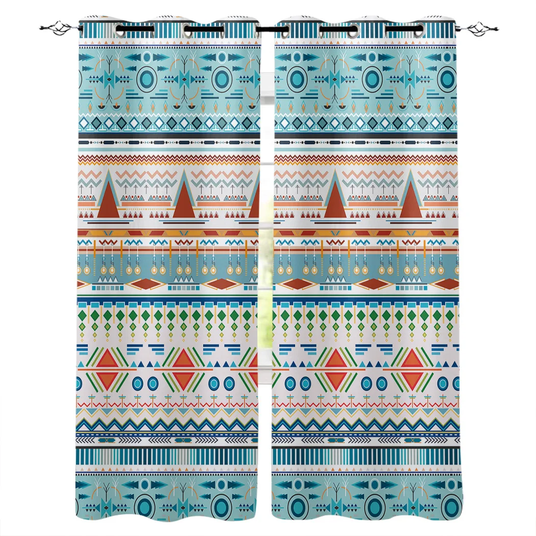 Занавески с этническим узором в стиле бохо большие Оконные для гостиной