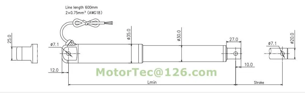 120 мм/сек. скорость 300 мм ход 1800N 180 кг 396 фунтов нагрузка 12 В 24 постоянного тока