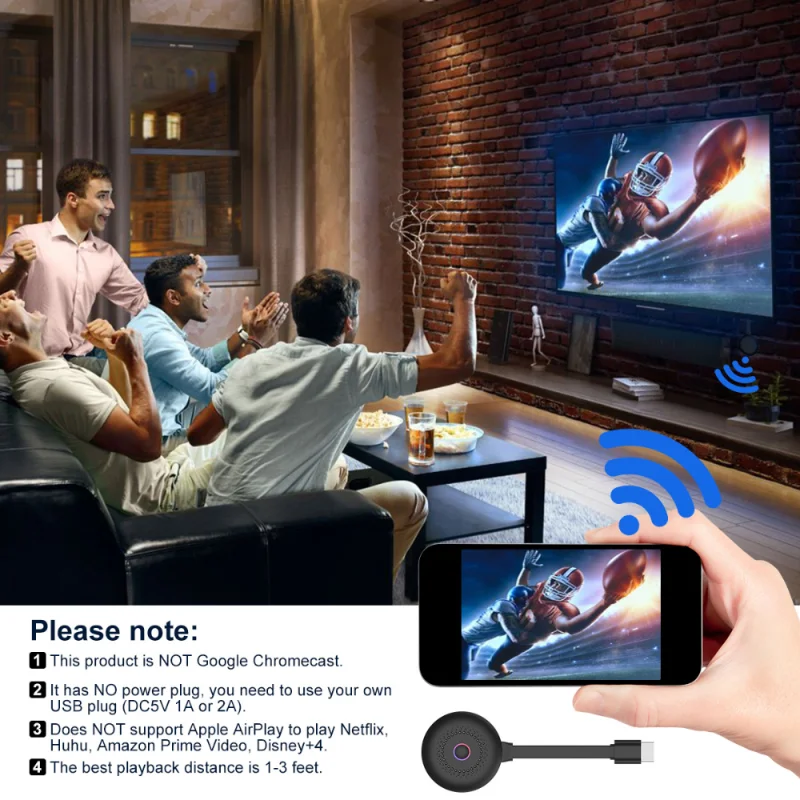 For MiraScreen TV Stick Dongle Crome Cast HDMI-compatible 2.4G/5G WiFi Display Receiver for Google Chromecast PC Android | Электроника