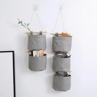 removable door wall storage bag hanging fabric storage bag for underwear hanging pocket 3 pockets rope hanging bag home