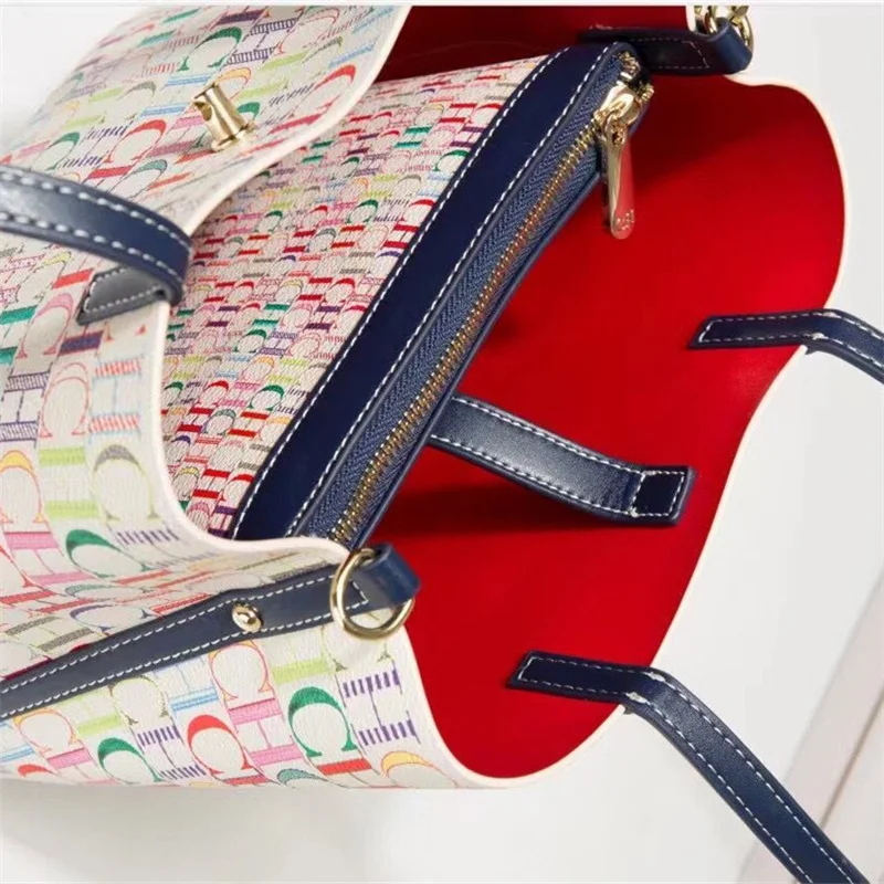 

Genuine Leather Big Tote Bag for Women 2021 New Luxury Handbags Letter Print Women Lock Bucket Handbag Designer Purses Handbags