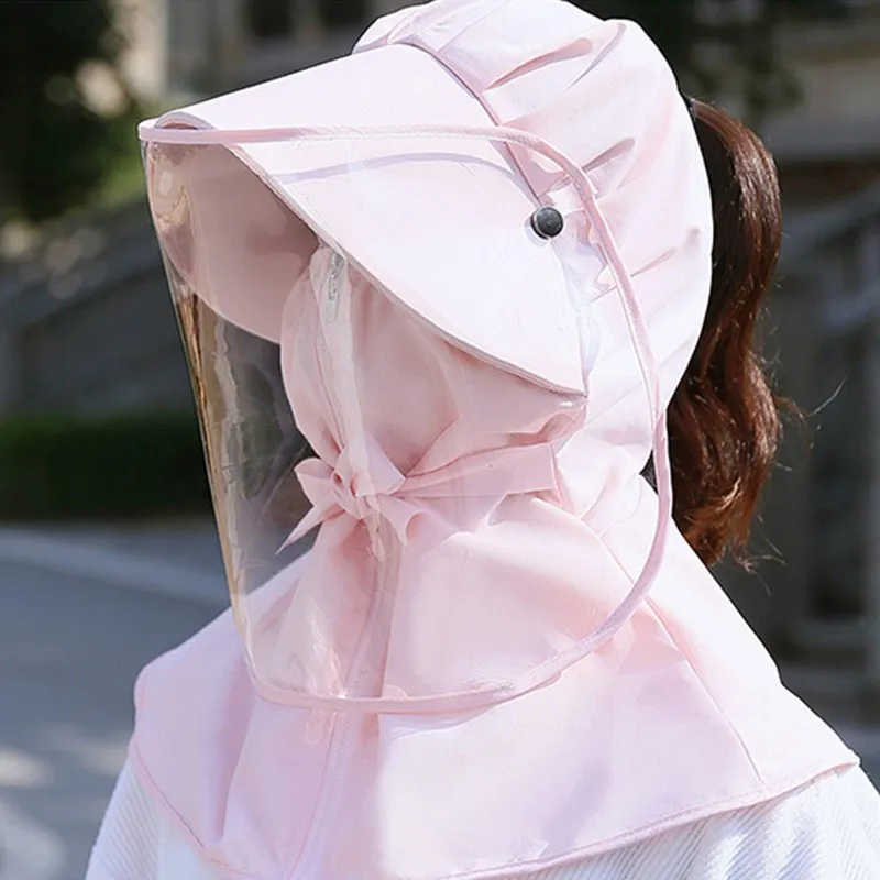 

1PC Summer Kids Adults Hat With Removable Face Shield Mask Child Cap For Girls Boys Sun Protective Hats Prevent Wind DustProof