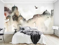 custom high quality 3d wallpaper mural nordic city architecture watercolor castle abstract art background wallpaper 3d