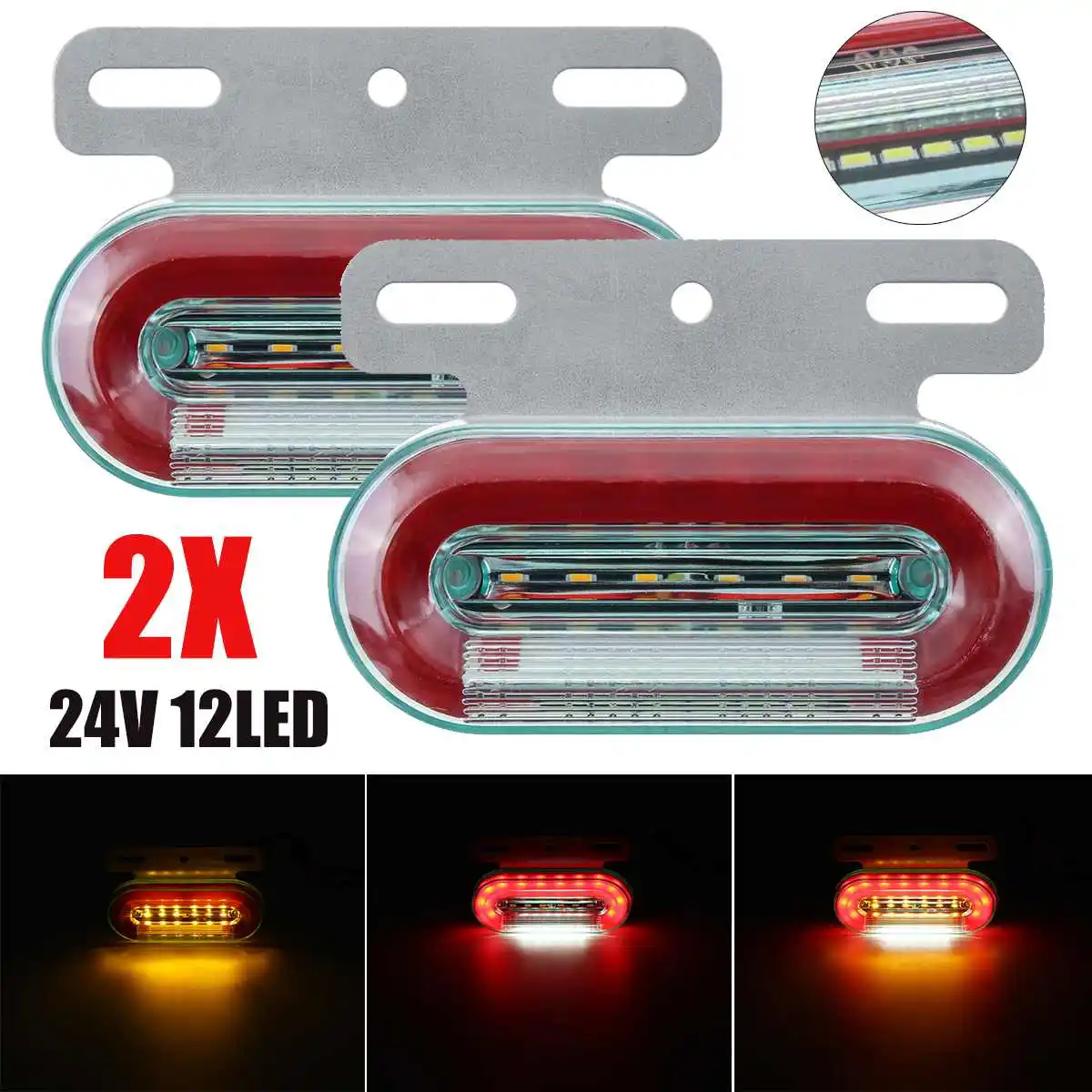 

Индикатор, 2 шт., 24 В, 12, светодиодный, боковой, габаритный фонарь, предупредительный световой сигнал, водонепроницаемый, красный, для автомоб...