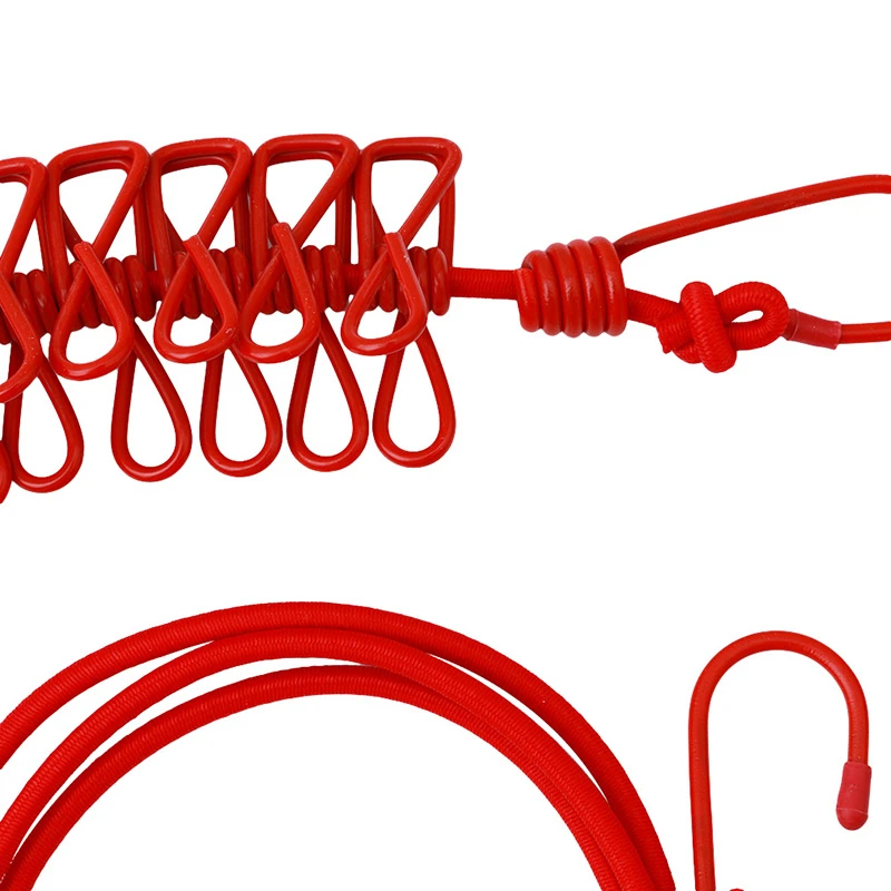 

Portable Outdoor Clothesline Easy to Take Hanging Rope Windbreak Non-slip Clotheslin With 12 Clothespins Clothes Dryer