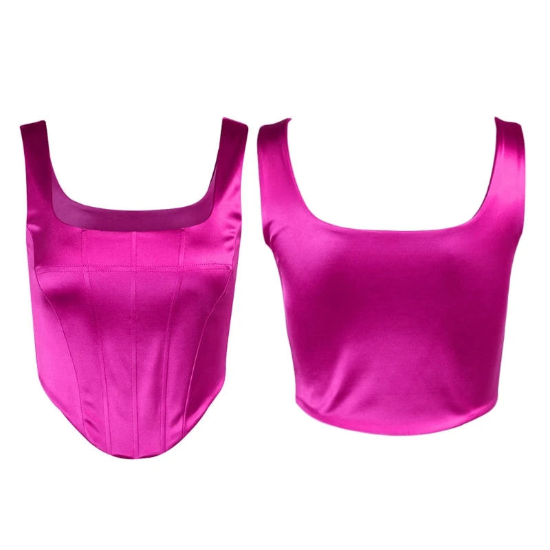 

2021 New Inner Jacket With Straps Cover The Fat Square Collar Backless Bustier Satin
