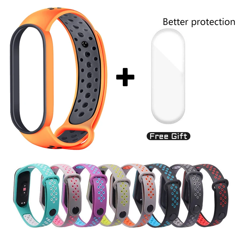 

For Xiaomi Mi Band 6 5 Silicone Anti-sweat Replacement Wrist Strap Case For MiBand 6 5 3 4 Sports Bracelet Wristband Accessories