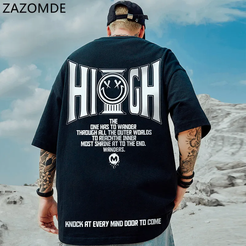 

Мужская свободная футболка с коротким рукавом, в стиле хип-хоп