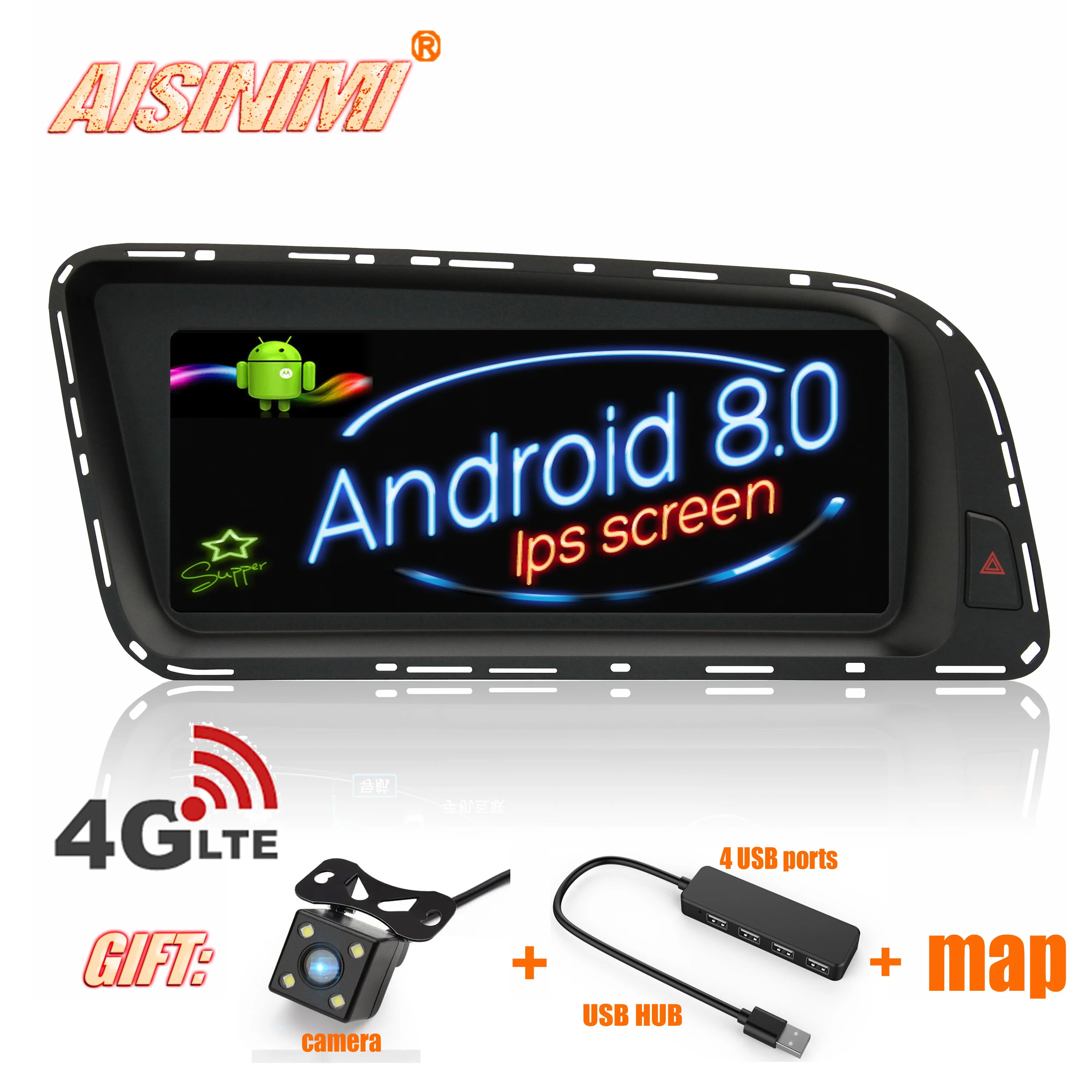 AISINIMI Android 8,0 автомобильный Dvd Navi плеер для автомобиля AUDI Q5 2009- монитор Дисплей gps аудио стерео Авто сенсорный экран все в одном ПК