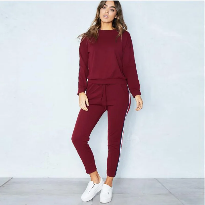 5 цветов Простой модный стиль женский свитер для спорта Блейзер и брюки комплект