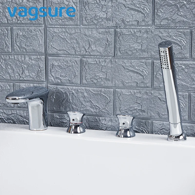 

Brass Chromed 2 way Waterfall Bathtub Mixer Set Mirror Face Bathroom Bathtub Mixer Tap Cold&Hot Water Faucet Dual Handles