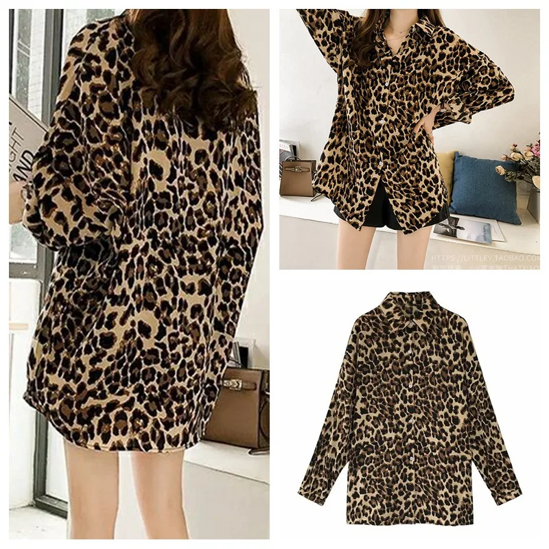 

Womens Clothes Ladies Casual Autumn Long Sleeve Button Down Leopard Print Turn Down Collar Blouse M-2XL