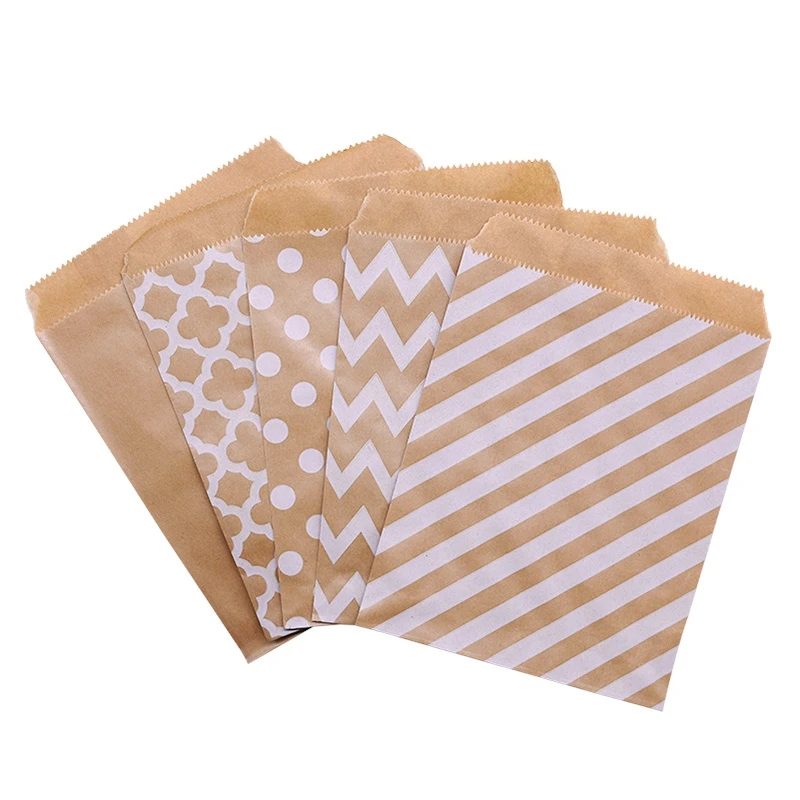 

25Pcs 18x13cm Kraft Paper Biscuit Candy Bags Gift Packing Pouch Birthday Party Decoration Dessert Candy Bar Bag Snack Cookie Bag