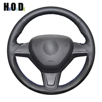 diy hand stitched pu artificial leather car steering wheel cover for skoda yeti 2014 2015 2016 rapid 2015