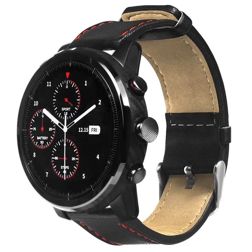 Сменный кожаный ремешок в стиле ретро для часов Huami Amazfit 2/2S 22 мм быстросъемный