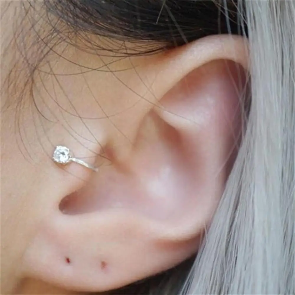 Top Quality 4/6MM AAA Cezch Zircon Chic Filled Tragus Earring For Women Non Piercing Clip Earing Ear Cuff 2021 Also Be Nose Ring