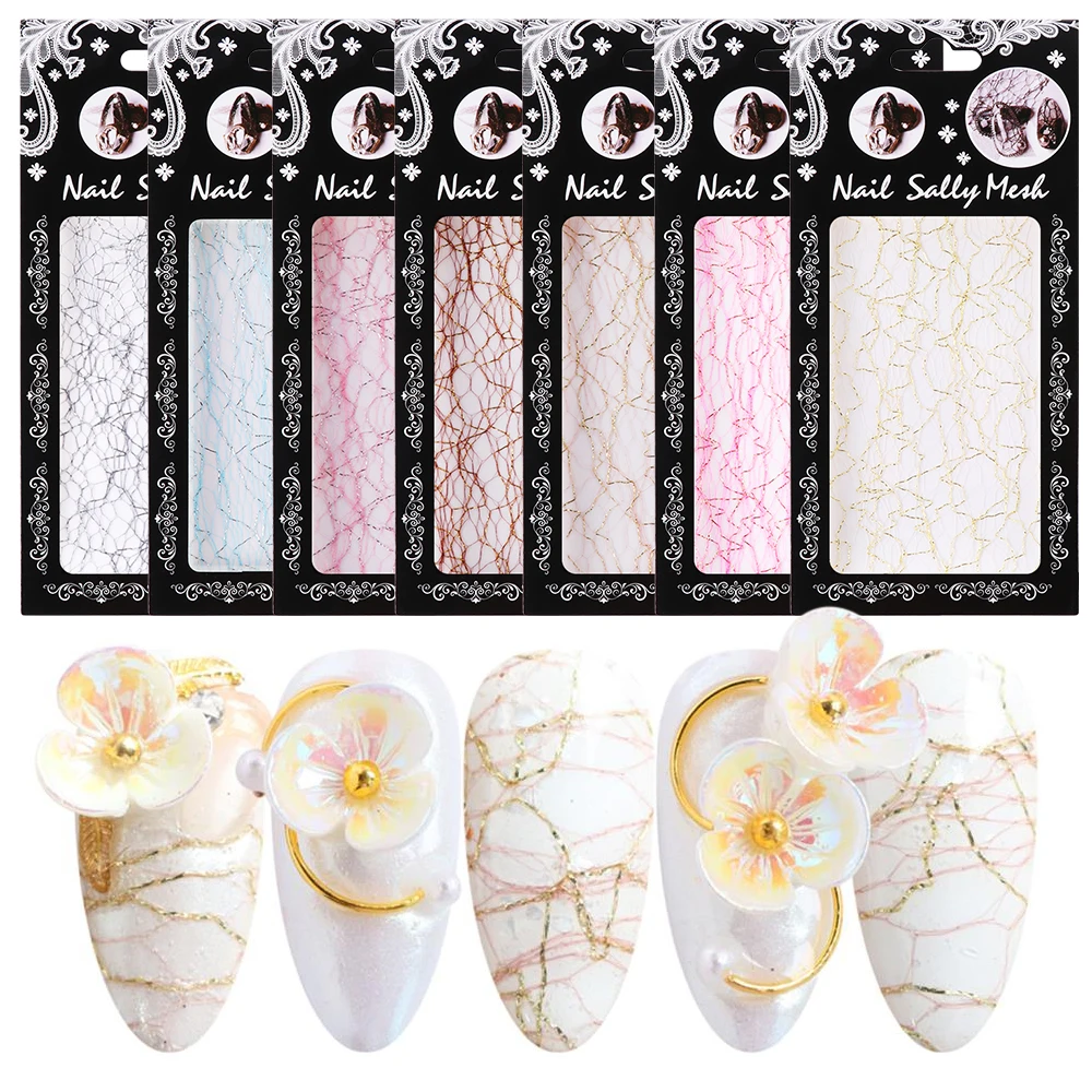 Стильные шелковые наклейки для ногтей в новом стиле зеркальная сетка