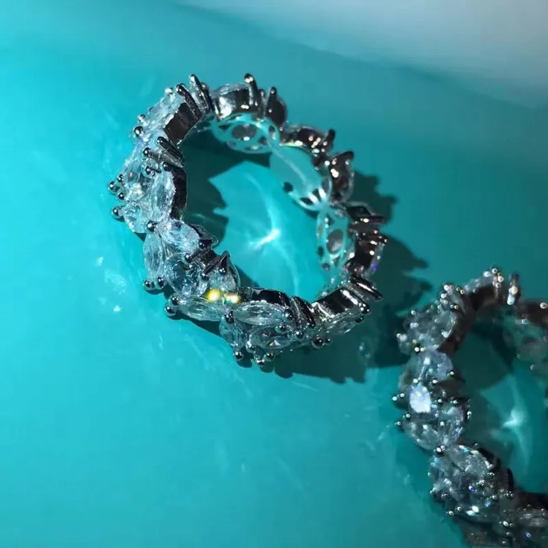 Горячие 925 пробы Серебряные украшения кольцо с цветком из циркона на палец