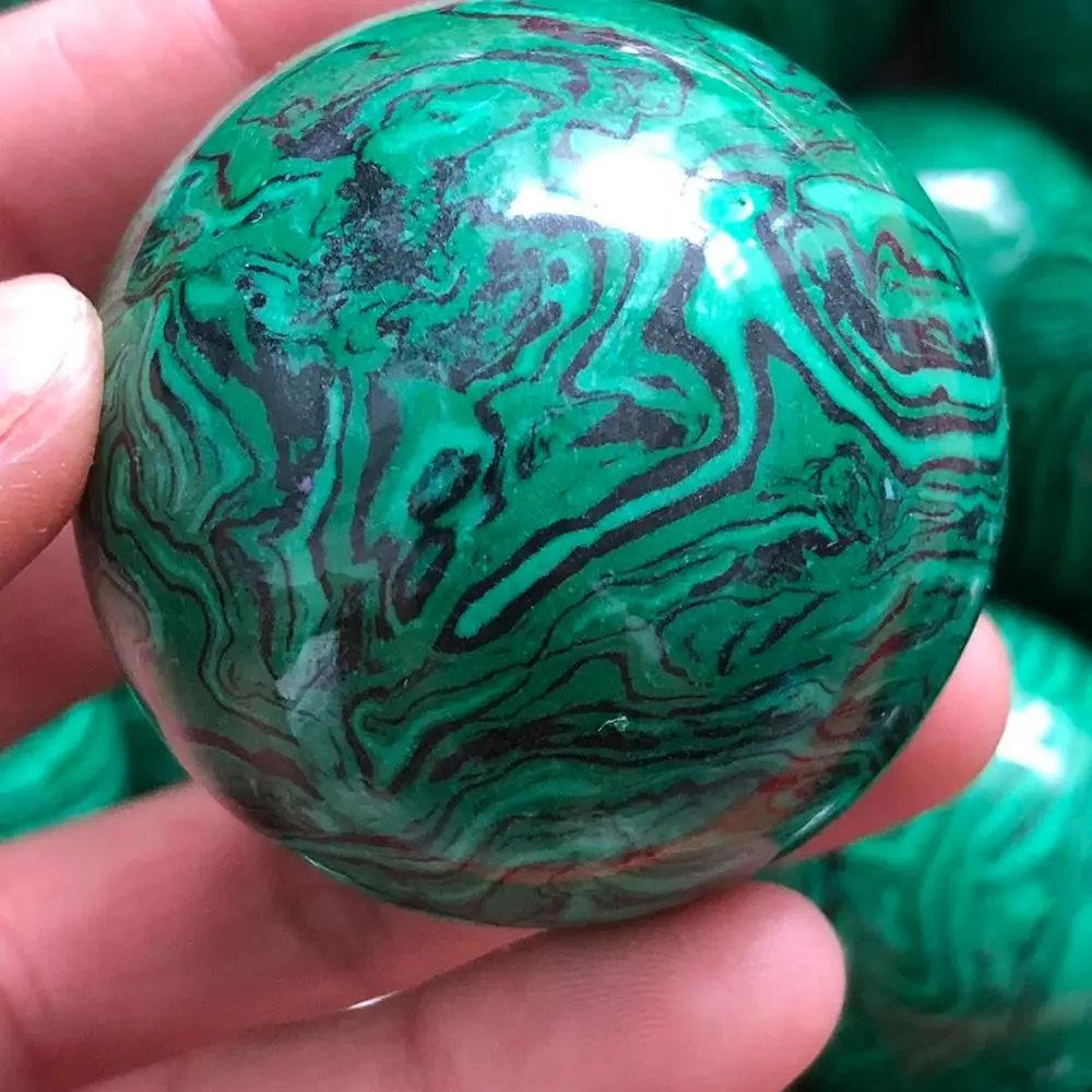 

50mm Natural malachite synthetic ball polishing quartz crystal ball treatment