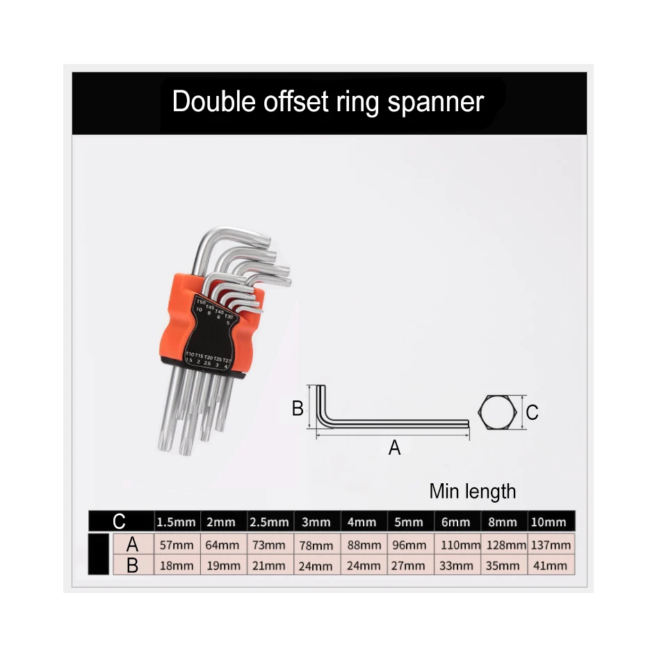 9 шт. в наборе прочный метрический звездообразный ключ хром ванадиевый ручной