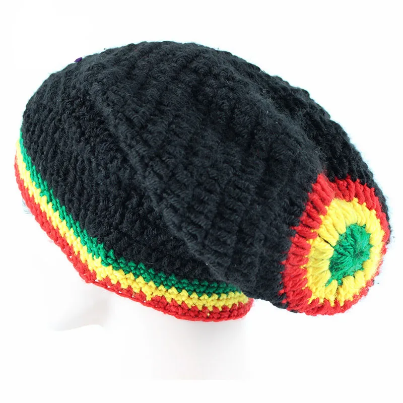 Модная шапка унисекс Rasta зимние теплые вязаные крючком шапки ручной работы Jamaican
