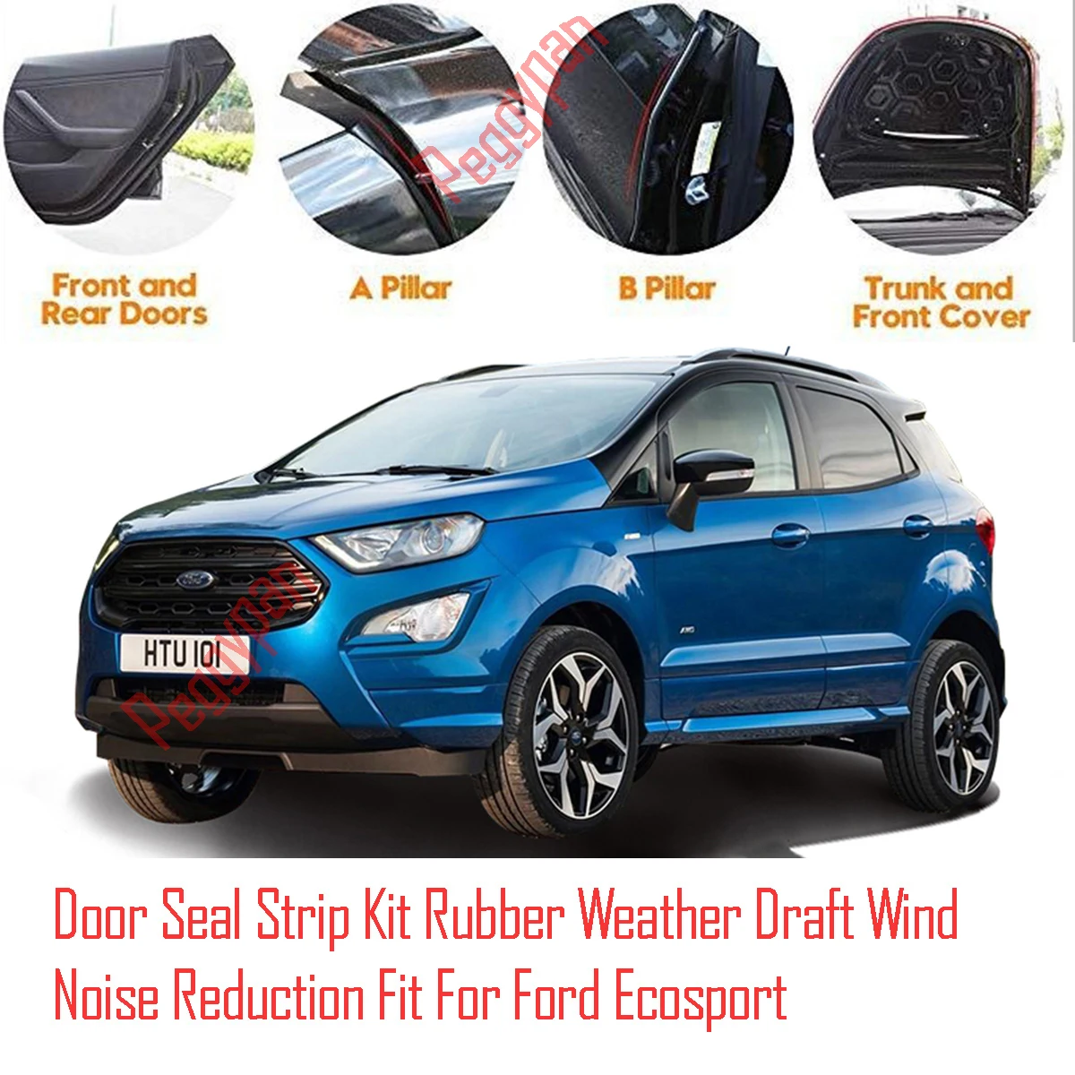 Door Seal Strip Kit Self Adhesive Window Engine Cover Soundproof Rubber Weather Draft Wind Noise Reduction Fit For Ford Ecosport