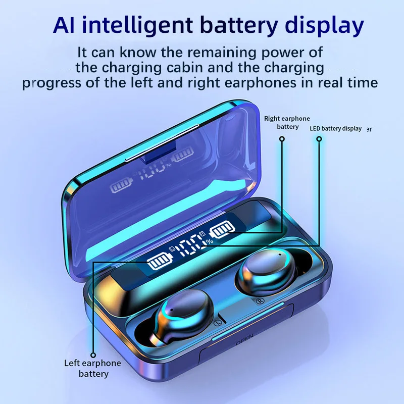 Спортивные водонепроницаемые стереонаушники 9D TWS с Bluetooth крутая игровая