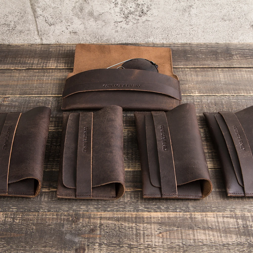 

3 pieces Wholesale Glasses Case 100% Genuine Leather Sunglasses Pouch Bag For Man/Woman Eyeglass Portable Holder Accessories